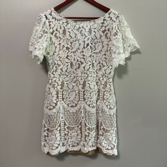 Lulus Dresses & Skirts - Lulus Pearson White Lace Short Dress XL Bridal Wedding